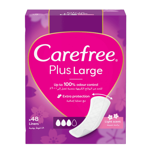 Carefree Panty Liners, Plus Large, Light Scent, 48 Pieces
