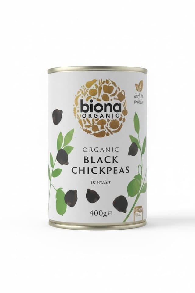 Biona Organic Black Chickpeas in Water, 400g