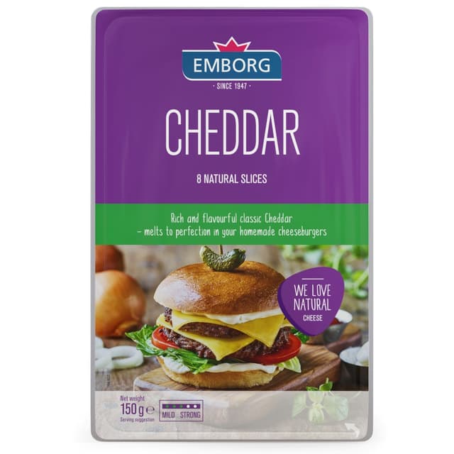 Emborg Cheddar Cheese Slices (8 Pieces), 150g