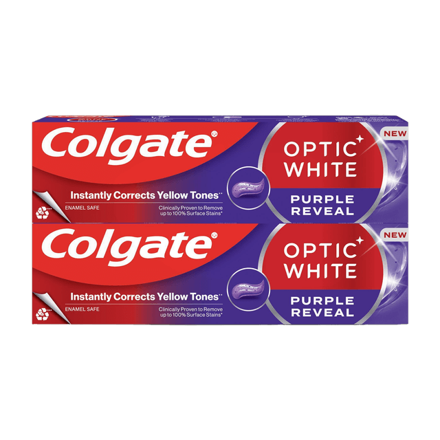 Colgate Optic White Purple Reveal Whitening Toothpaste 2x75ml
