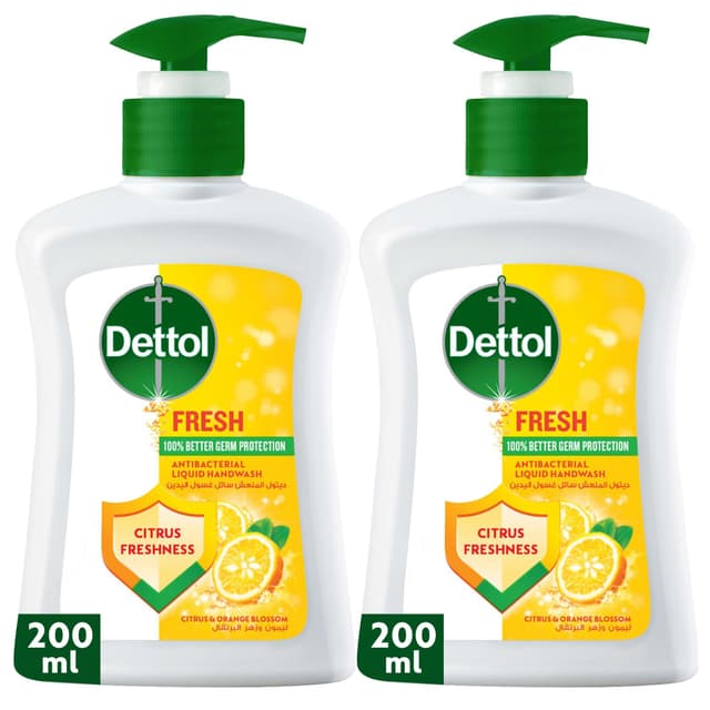 Dettol Fresh Citrus & Orange Blossom Scent Liquid Handwash Pump, 2x200ml