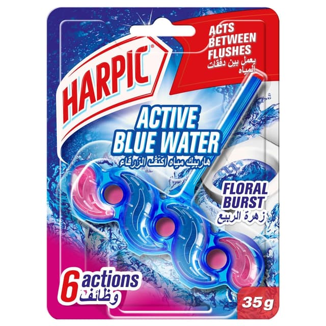 Harpic Active Floral Burst Scent Blue Water Toilet Rim Block, 35g