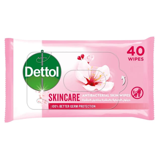 Dettol Skincare Antibacterial Skin Wipes, 40 Wipes