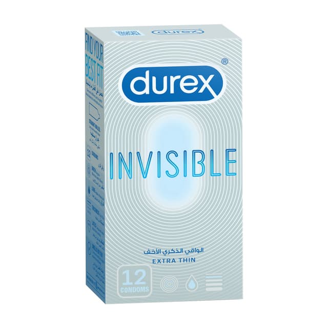 Durex Invisible Extra Thin Condoms, 12 Pieces