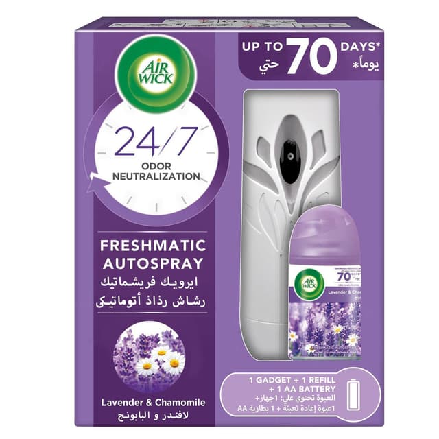 Air Wick Automatic Lavender & Chamomile Scent Air Freshener Spray Kit with Gadget & Refill, 250ml