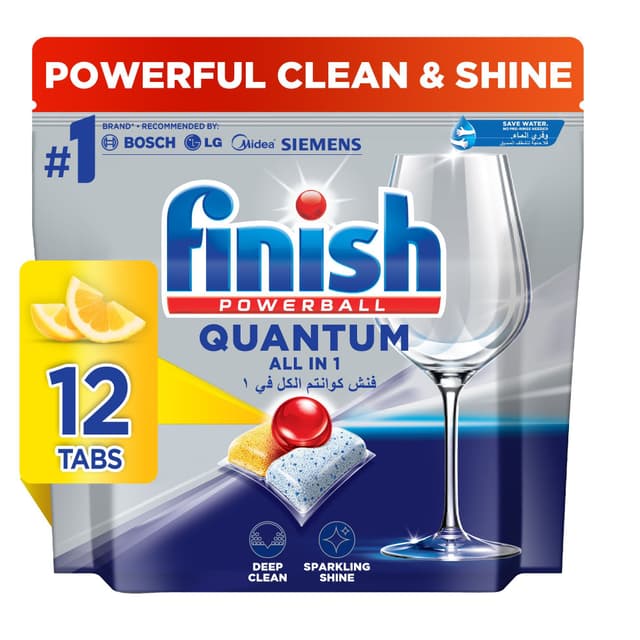 Finish Lemon Sparkle Scent Quantum Dishwasher Tablets, 12 Tablets