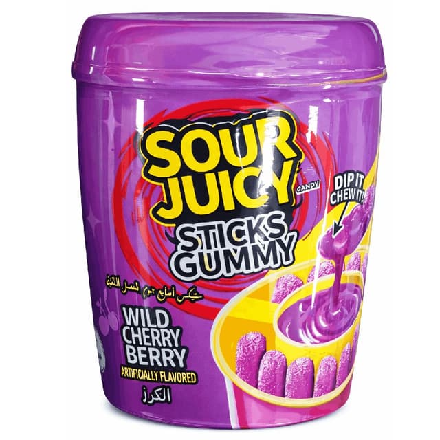 Sour Juicy Wild Cherry Berry Candy Gummy Sticks, 60g