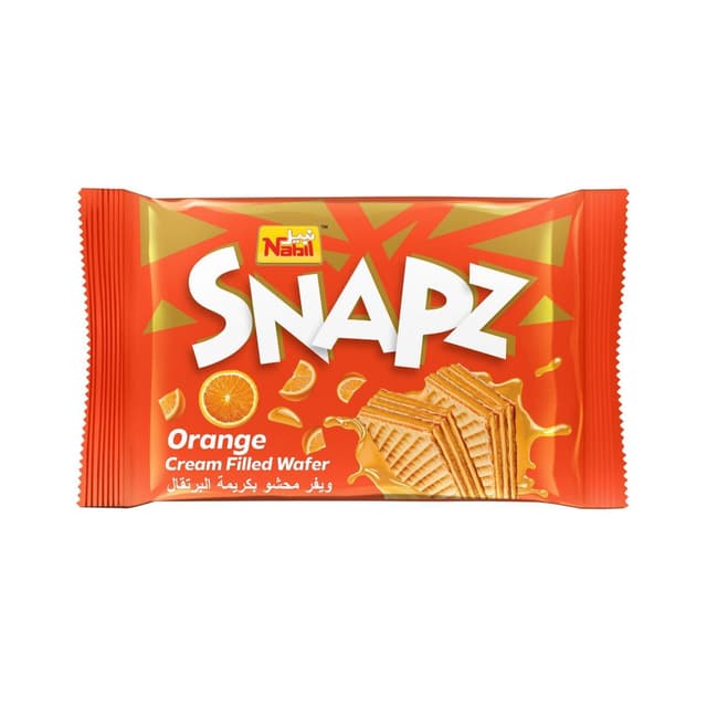 Nabil Snapz Orange Cream Filled Wafer Biscuit, 76g