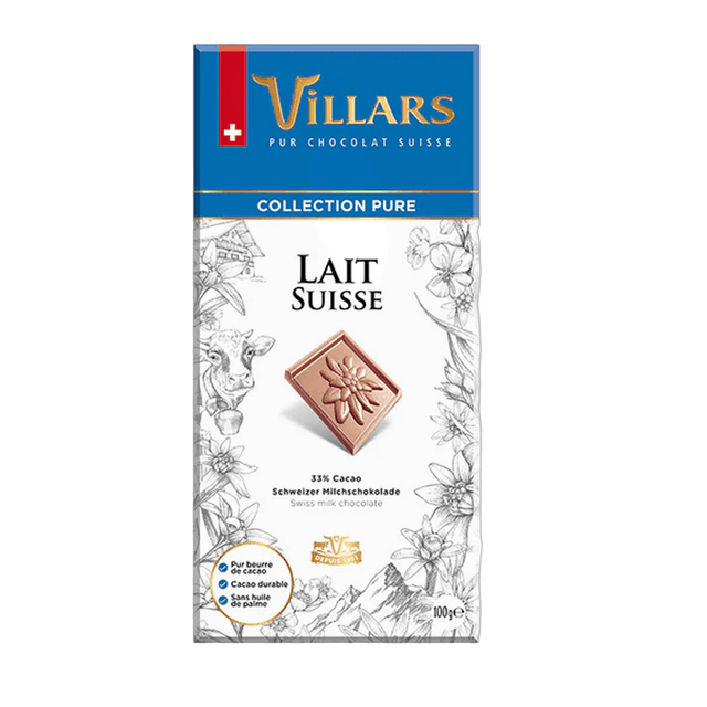 Villars Pure Swiss Milk Chocolate, 100g