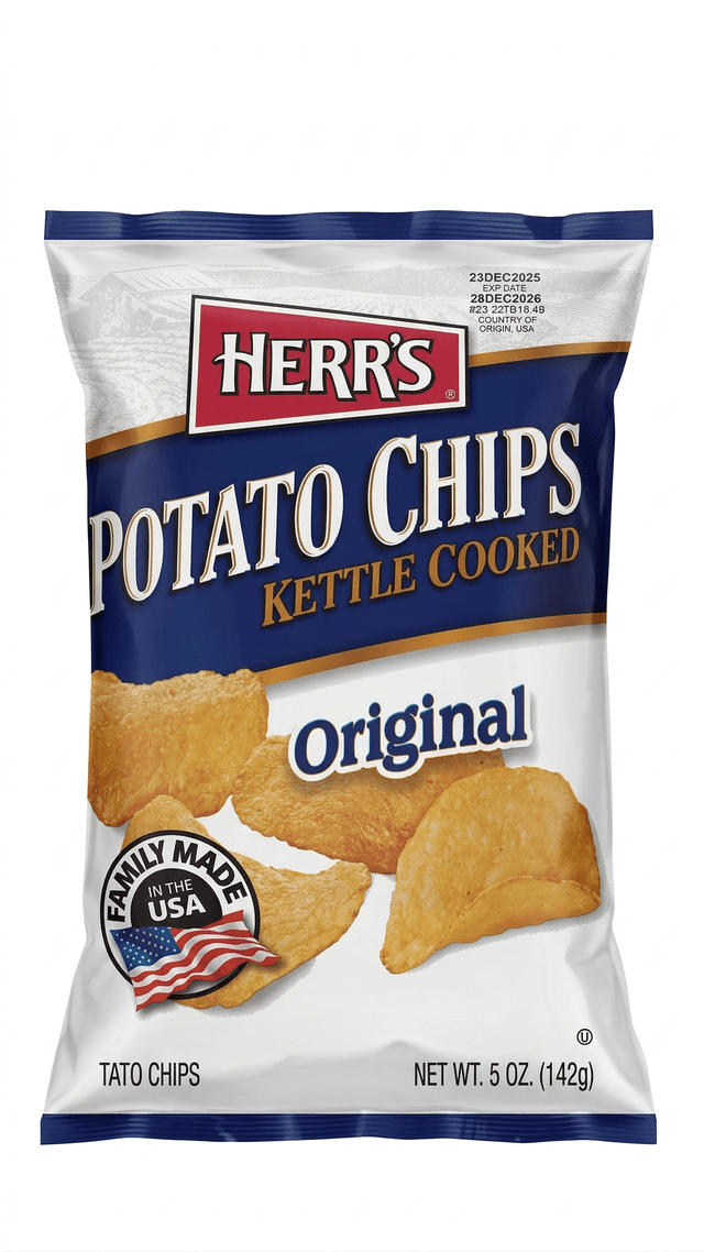 Herr's Kettle Cooked Original Potato Chips, 142g