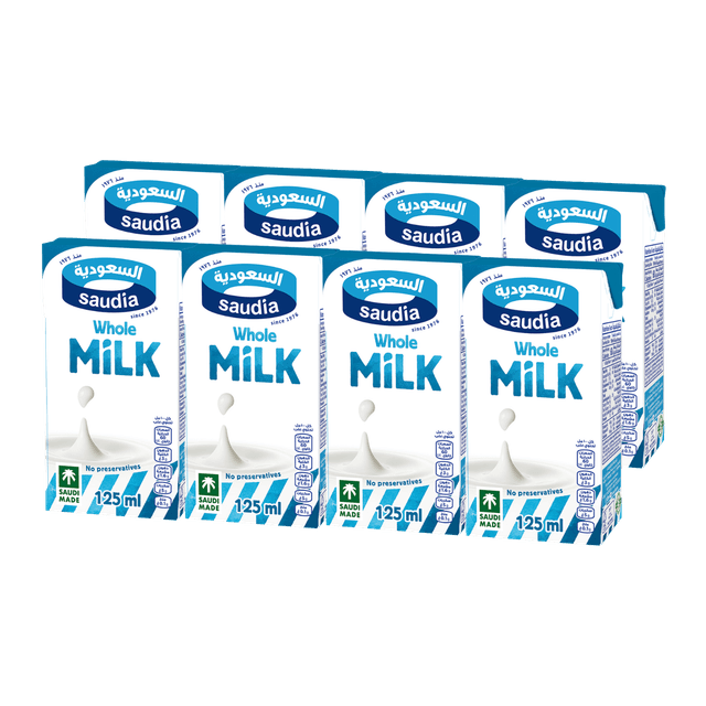 Saudia Whole Milk, 8x125ml
