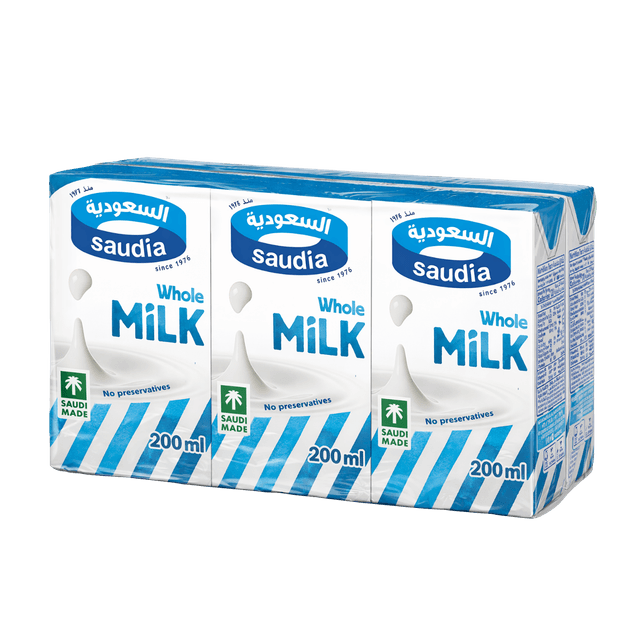 Saudia Whole Milk, 6x200ml