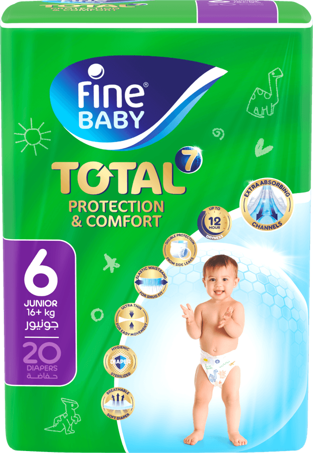 Fine Baby Total 7 Diapers, Size 6, Junior, 16+kg, 20 Pieces