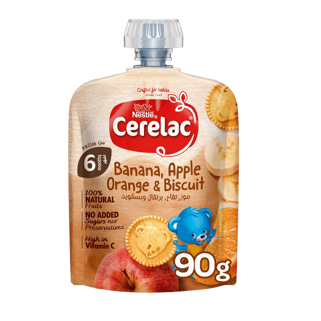 Cerelac Puree Banana, Orange & Biscuit, 90g