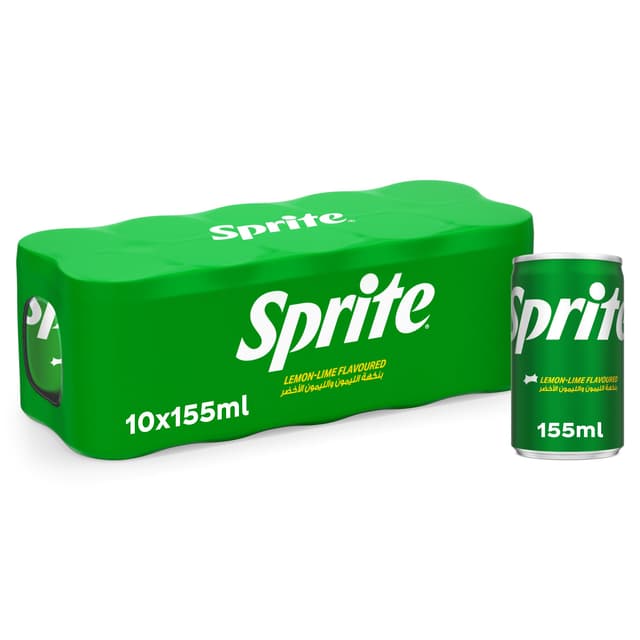 Sprite Regular Lemon Lime Carbonated Soft Drink Can, 10x155ml