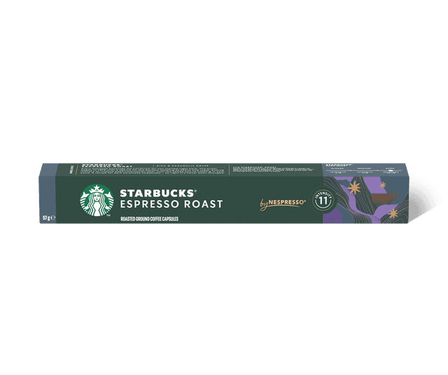 Starbucks Espresso Roast by Nespresso Intensity 11 Dark Roast Coffee Capsules, 10 Capsules, 55g