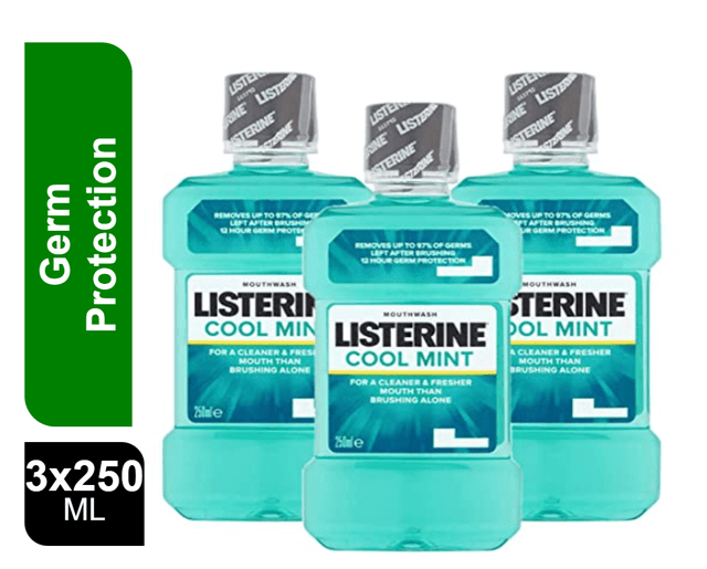 Listerine Mouthwash Cool Mint Flavor, 3x250ml