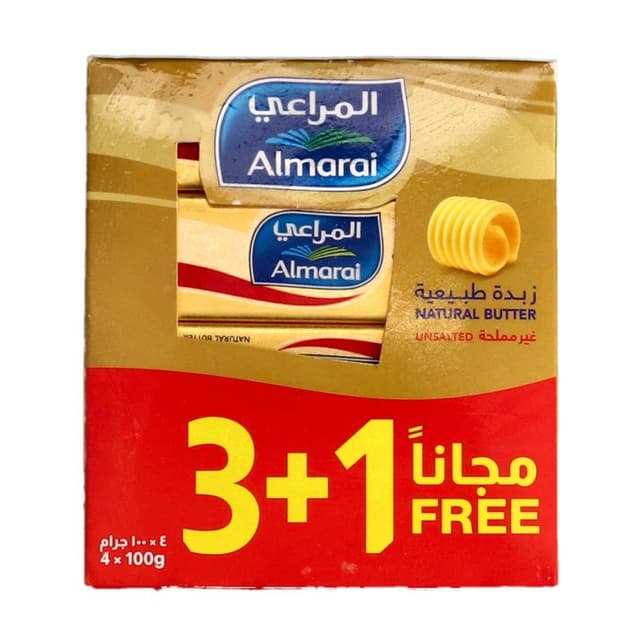 المراعي زبدة غير مملحة، 4x100جم