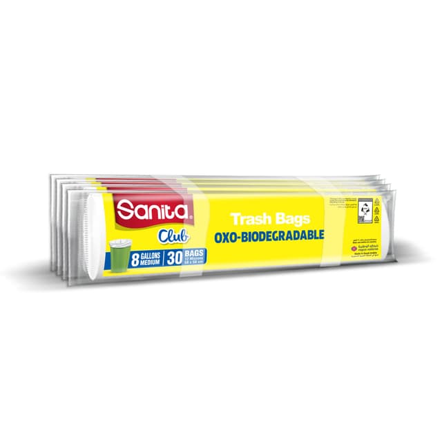 Sanita Club Biodegradable Trash Bags, 8 Gallons, 120 Bags