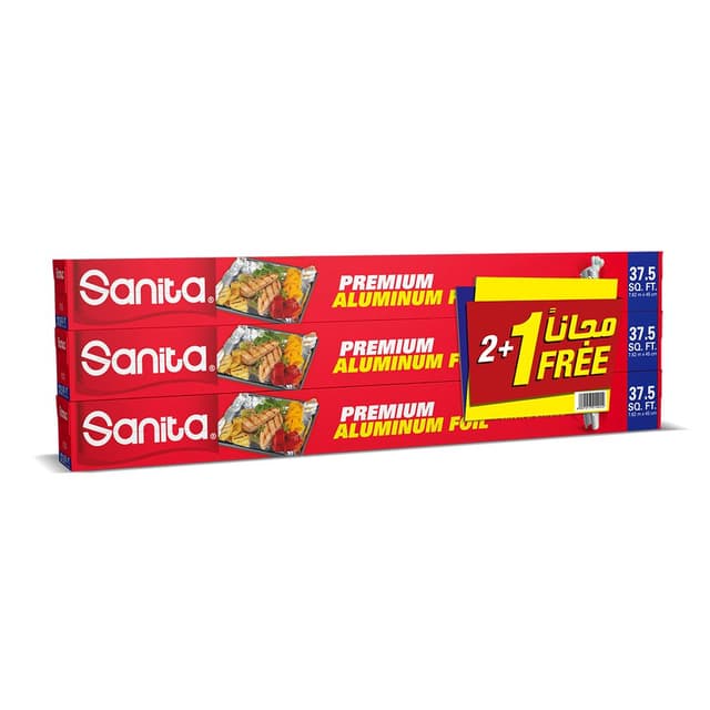 Sanita Premium Aluminum Foil, 37.5sqft, 3 Pieces