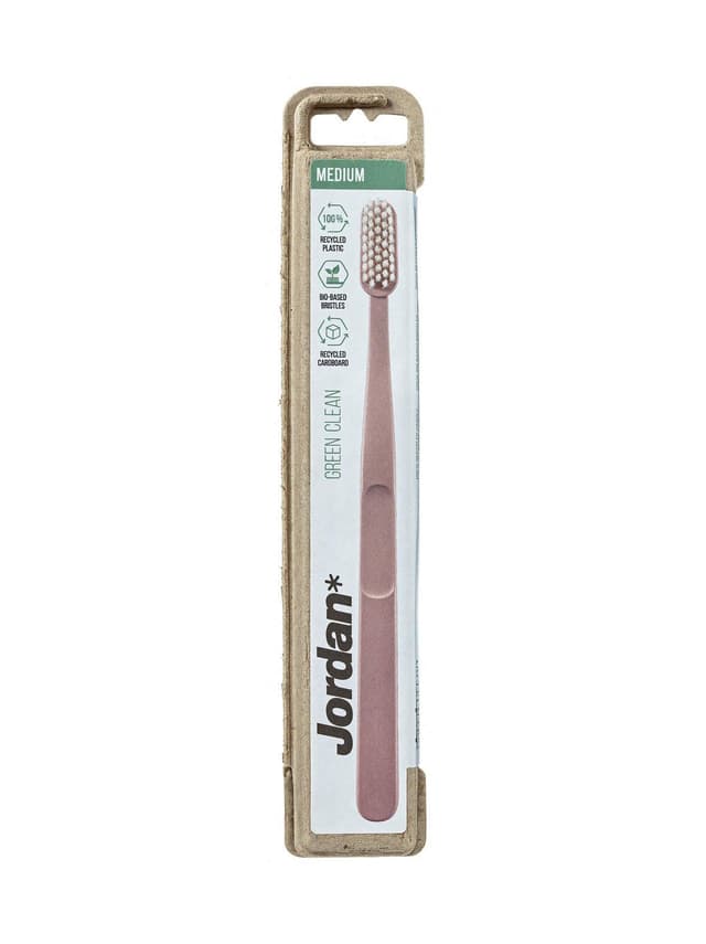 Jordan Green Clean Pink Medium Toothbrush, 1 Piece