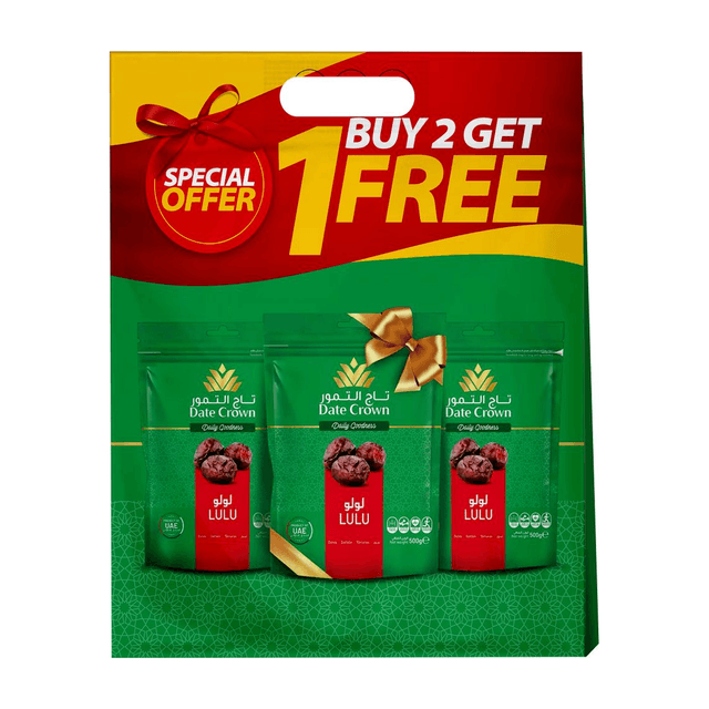 Date Crown Lulu Dates, 2x500g + 1 Free