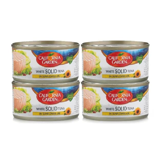 California Garden Light Solid Tuna in Sunflower Oil, 4x185g