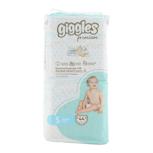Giggles Premium Junior Baby Diapers Jumbo Pack - Size 5, 11-25kg, 44 Pieces