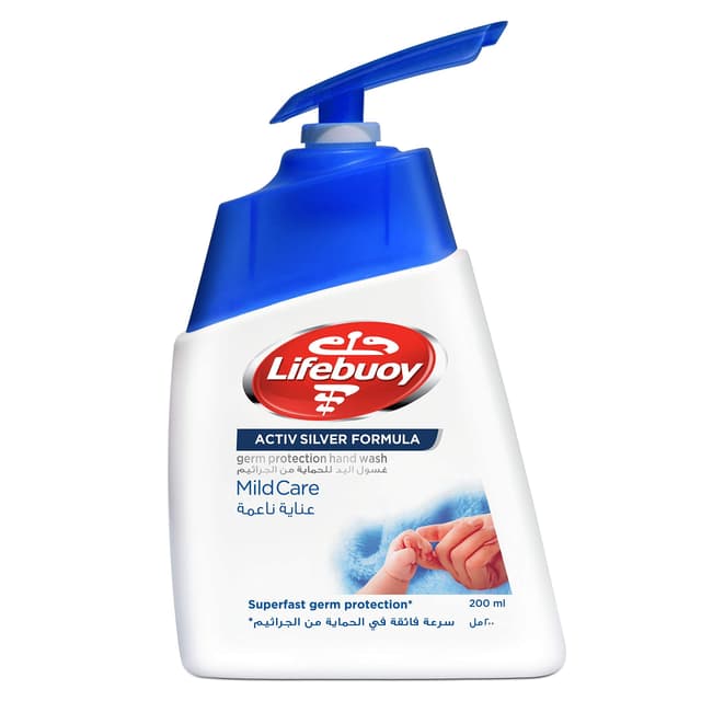 Lifebuoy Mild Care Antibacterial Hand Wash, 100% Stronger Germ Protection 200ml