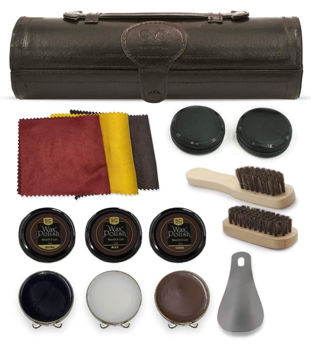 Award Leather Shoe Brushes Twin Pack