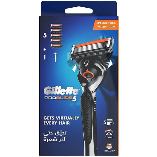 Gillette Proglide5 Men's Refillable Razor Handle + 5 Blade Refills