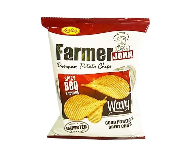 Leslie's Farmer John Bbq Sausage Potato Chips, 90g