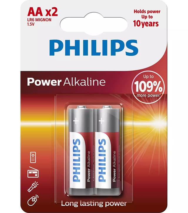 Philips AA Alkaline Battery, 6 Pieces