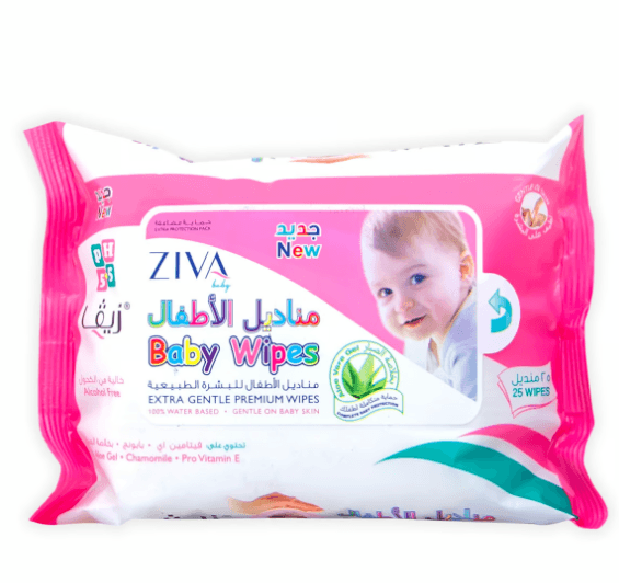 Ziva Baby Wipes Extra Gentle Premium Wipes, 25 Pieces