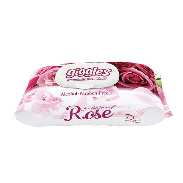 Giggles Rose Wet Wipes, 72 Pieces