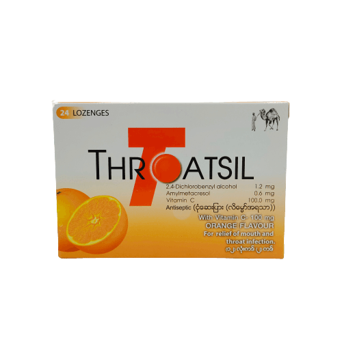 Throatsil Lozenges Orange Flavour, 24 Pieces