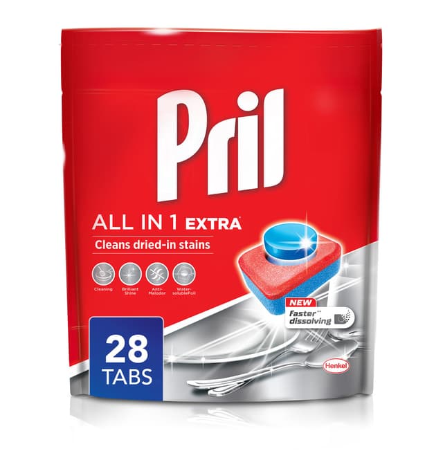 Pril All In 1 Automatic Dishwashing Tablets, 28Tabs