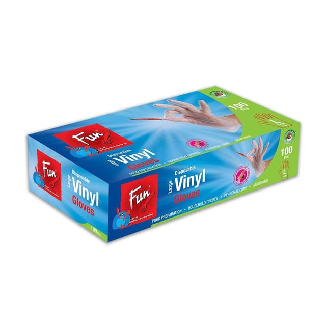 FUN LARGE VINYL GLOVES 100s