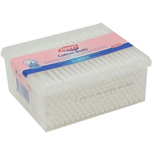 Tippys Classic Cotton Buds Rectangle Pack, 200 Pieces