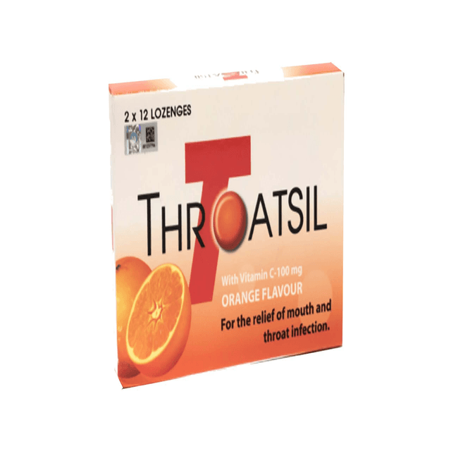THROATSIL SORE THROATS ORANGE FLAVOR 24S