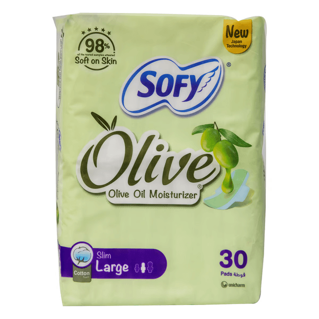SOFY SANITARY NAPKIN OLIVE OIL SLIM LARGE 30S