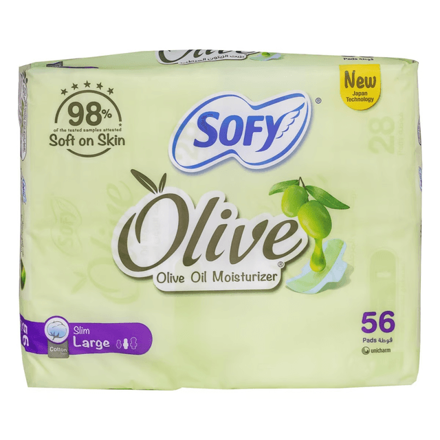 SOFY SANITARY NAPKIN OLIVE OIL SLIM LARGE 56S