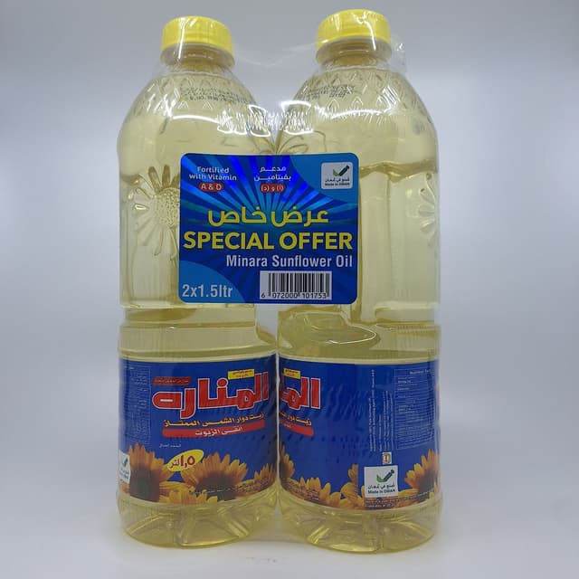 MINARA SUNFLOWER OIL 2X1.5LTR 2.600