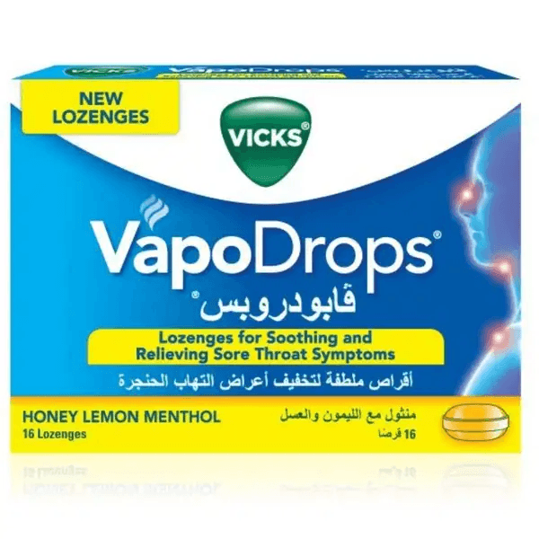 VICKS VAPO DROPS HONEY LEMON MENTHOL 16S
