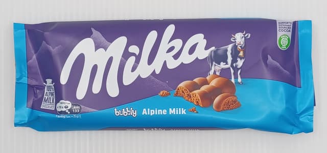 MILKA CHOCOLATE BUBBLY ALPINE MILK 90G