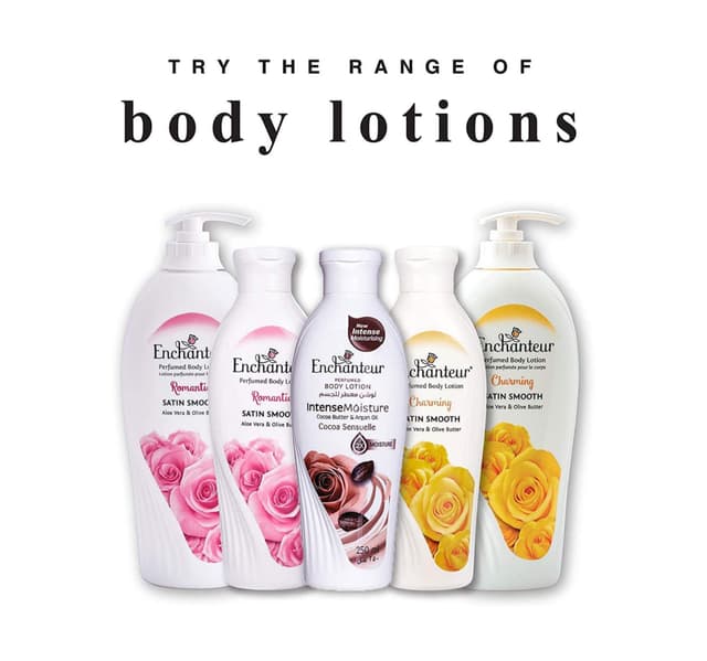 Enchanteur Satin Smooth Charming Perfumed Body Lotion With Aloe Vera Olive Butter 500 Ml