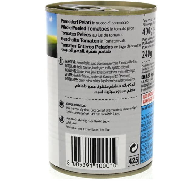 Valle Del Sole Whole Peeled Tomatoes 400 G