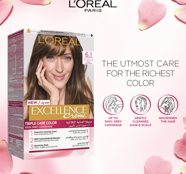 Loreal Paris Excellence Creme 61 Dark Ash Blonde 1 Pkt