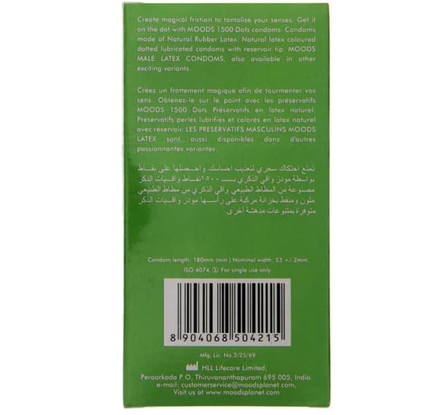 Moods Gold Condoms 1500 Dots 12 Pcs