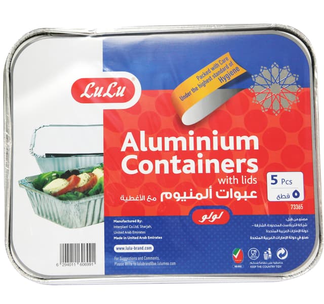Lulu Aluminium Containers With Lids 5 Pcs
